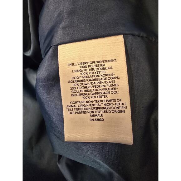 Lands' End DOWN PUFFER VEST SZ 1X (16W-18W) PRINT 600 FILL NAVY BLACK TURQ - Picture 10 of 10